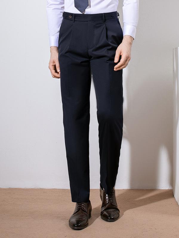 メンズ ウール スラックス イタリアン 高品質 ビジネス パンツ 男性用 ストレート レギュラーフィット ノータック 紺 ネイビー オフィス フォーマル シーズンレス|イーマイショップ
