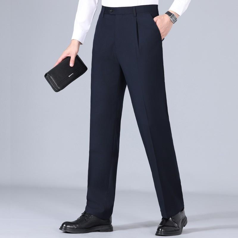 ズボン メンズ 男性用 ウール スラックス ビジネス フォーマル 紳士服 ストレート レギュラーフィット ミドルエイジ シニア 無地 シンプル 秋 電気メッキ加工 高級感|イーマイショップ