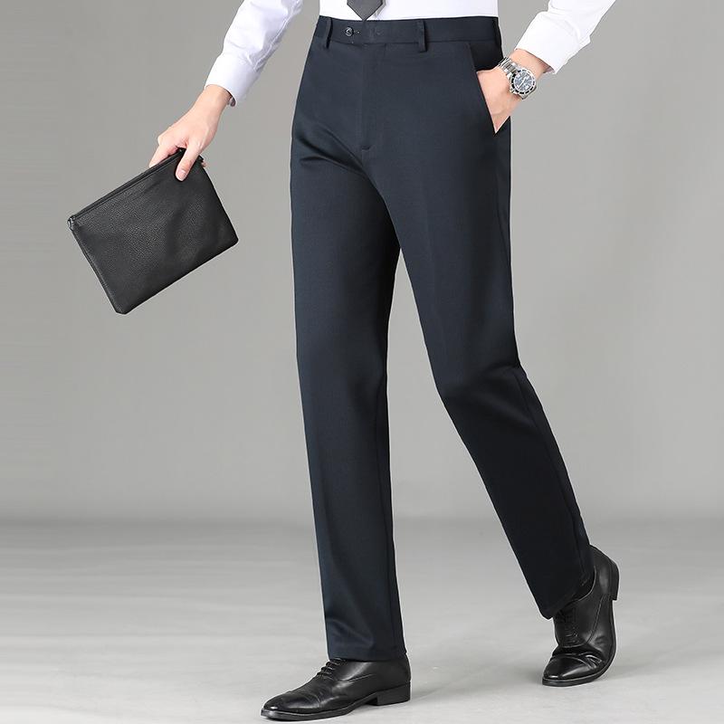 ズボン メンズ 男性用 ウール スラックス ビジネス カジュアル スーツ パンツ ストレート ゆったり シニア 向け 厚手 秋冬 ブラック カーキ ネイビー