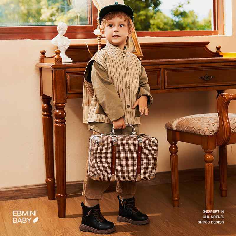 ブーツ キッズ 秋冬 裏起毛 子供 マウンテンブーツ 男の子 女の子 ミドル丈 英国風 レザー ベージュ ブラック 滑り止め 暖かい 1歳 2歳 3歳 4歳 5歳 6歳｜イーマイショップ 8,027円