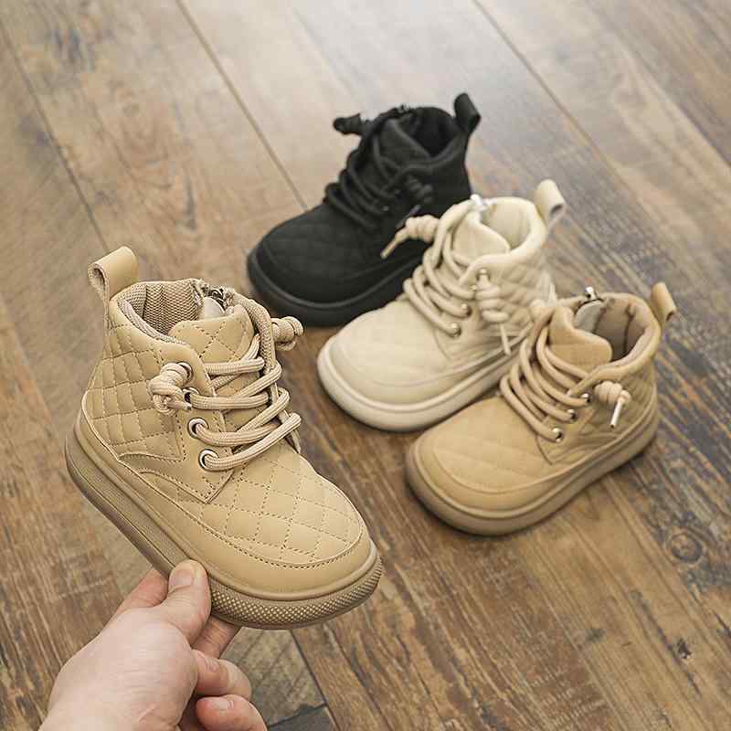 キッズ スニーカー 男の子 女の子 高・辞シューズ ?色 ソフト底 皮靴 マ Martinブーツ スリップ防止 滑り止め 履きやすい 歩きやすい ベージュ ブラック カーキ 春夏 秋冬