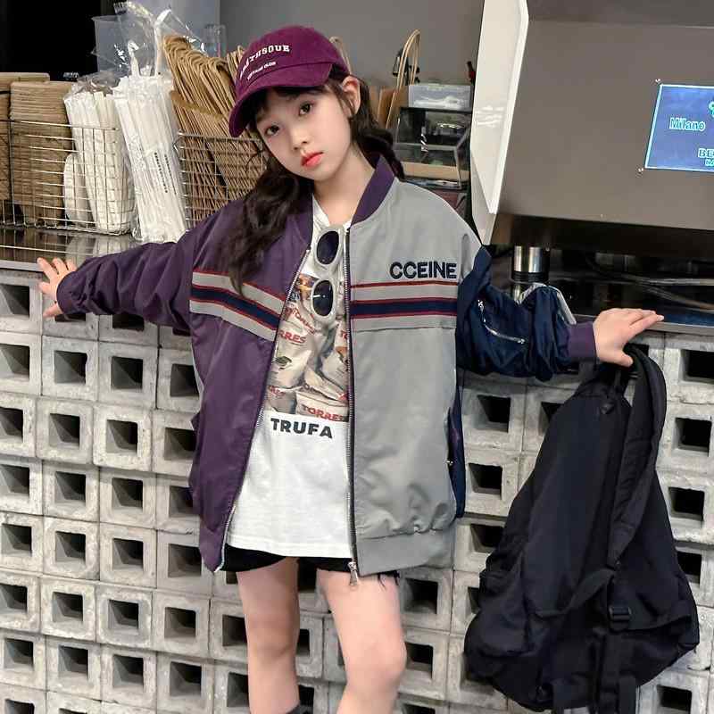 子供服 女の子 ジャケット 春秋 ブルゾン ジャンパー アウター ガールズ ファッション スポーティー カジュアル スタイル 普段使い ポリエステル