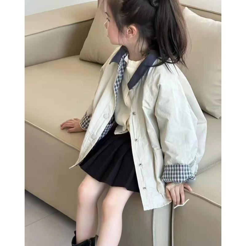 子供服 ジャケット 男女兼用 格子柄 アウター 春秋物 両面着用 ベビー キッズ 韓国風 かわいい おしゃれ 80 90 100 110 120 130 140 150