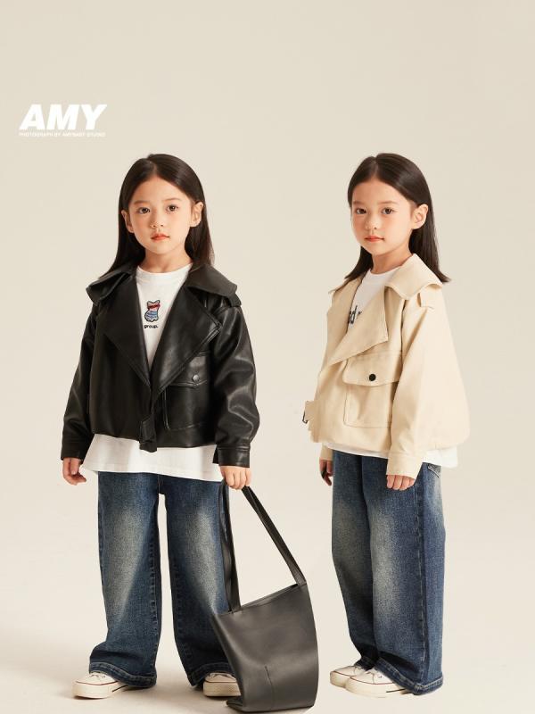 子供服 ジャケット 女の子 春秋 PUレザー アウター 韓国風 かわいい おしゃれ ショート丈 トップス 黒 白