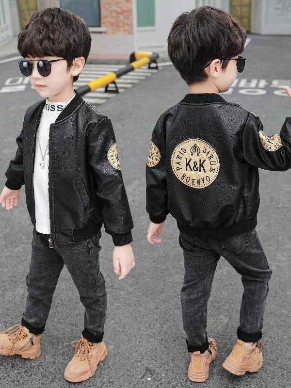 子供服 ジャケット 男の子 アウター 韓国風 PUレザー 春秋 薄手 ボーイズ スタンドカラー ライダースジャケット