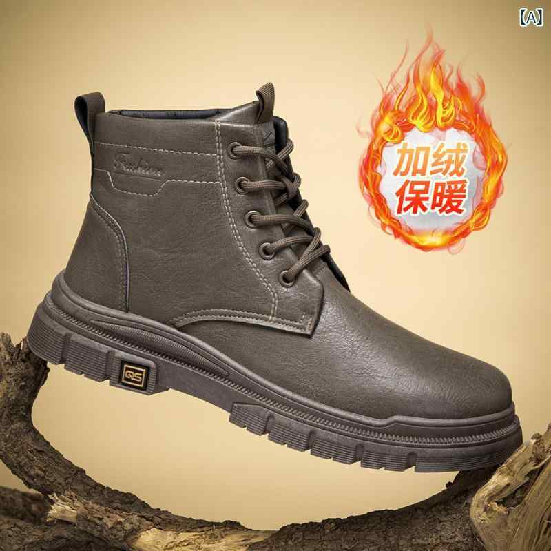 ブーツ メンズ 男性用 マウンテンブーツ ワークブーツ ショートブーツ レザー 合成皮革 round toe ラウンドトゥ レースアップ 滑り止め あったか 黒 ブラック ブラウン 秋 冬 秋冬 4,210円
