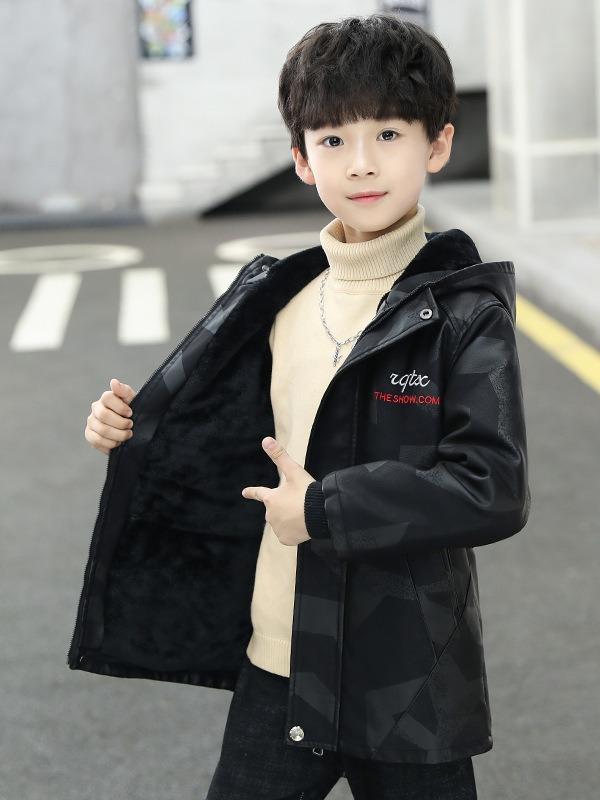 子供服 アウター ジャケット PUレザー 中綿入り 裏起毛 暖か 防寒 男の子 春秋冬 ブラック｜イーマイショップ