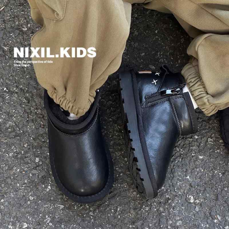 子供靴 本革 スノーブーツ 大寸 小寸 防水 防滑 厚手 保温 ショートブーツ 男の子 女の子 キッズ 幼児 小学生 幼稚園 保育園 通園 通学 秋冬 ブラック ベージュ キャメル