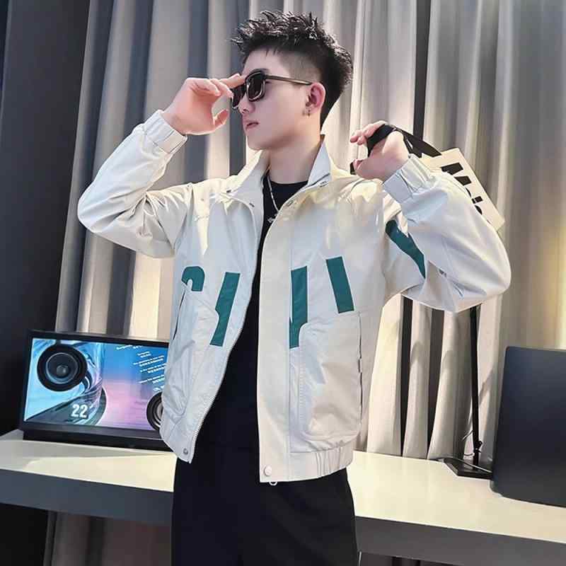 ジャケット 男性用 耐摩耗 長袖 ミリタリー カジュアル 春秋 ポリエステル100% ゆったり 立襟 サイドポケット ベージュ ブラック グリーン M L XL XXL XXXL