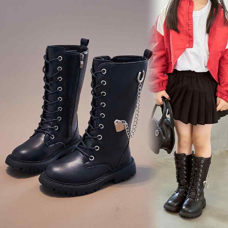 ブーツ キッズ 女の子 ロングブーツ 子供 中 ??? ファッション 合成皮革 秋冬 防滑 保温