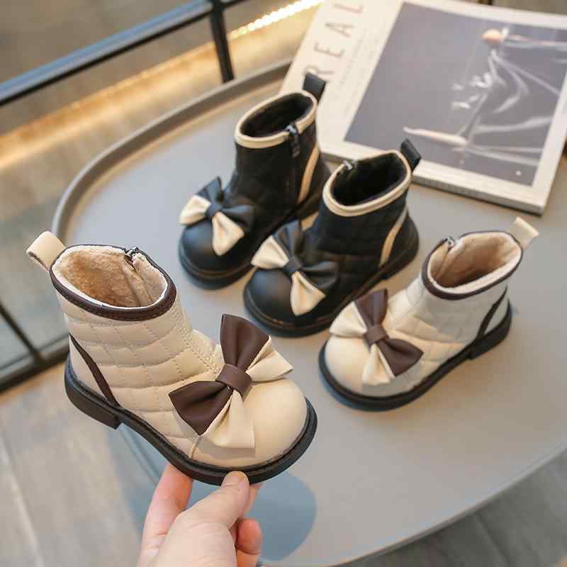 ブーツ キッズ 秋冬 裏起毛 子供靴 女の子 プリンセス シューズ 柔らかい底 ショートブーツ ファッション かわいい アイボリー ブラック