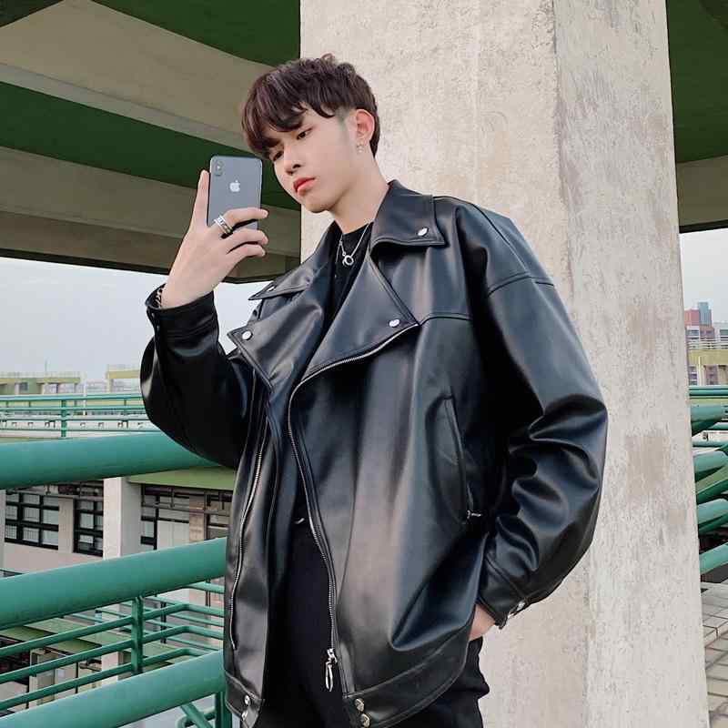 レザージャケット 男性用 ライダースジャケット 春秋 PUレザー 襟付き ブラック 黒 M L XL バイカージャケット ライトアウター 羽織り 合皮