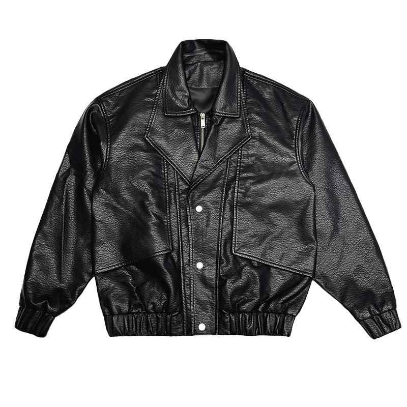 ジャケット 男性用 春秋服 PUレザー 襟付き カジュアル アウター コーヒー色 ブラック M L XL XXL XXXL