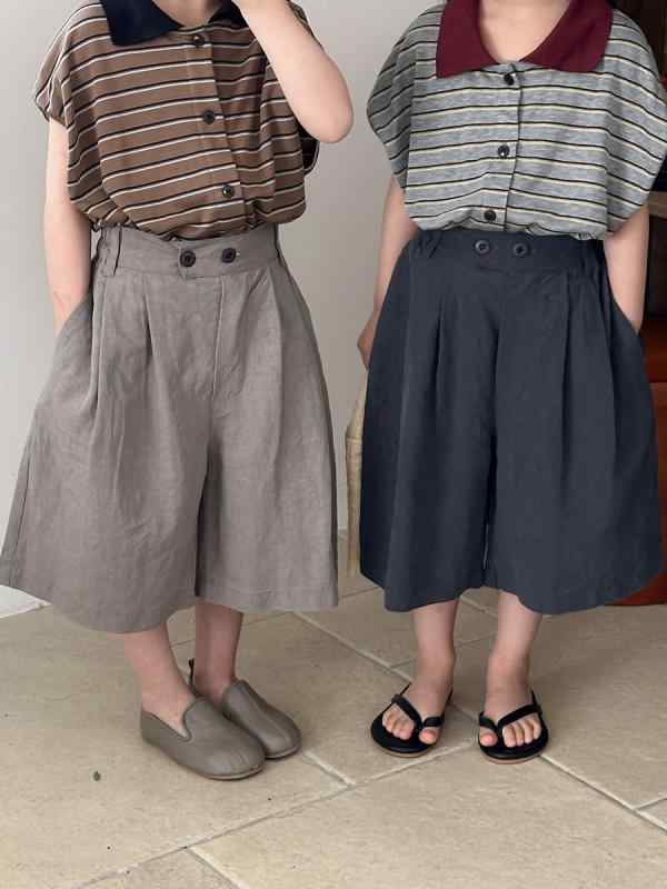 子供服 パンツ ベビー服 男女兼用 ハーフパンツ 薄手 スーツパンツ 5分丈パンツ ポリエステル 無地 高学年 幼稚園 保育園 小学生 グレー ブルー ベージュ 80 90 100 110 120 130 140