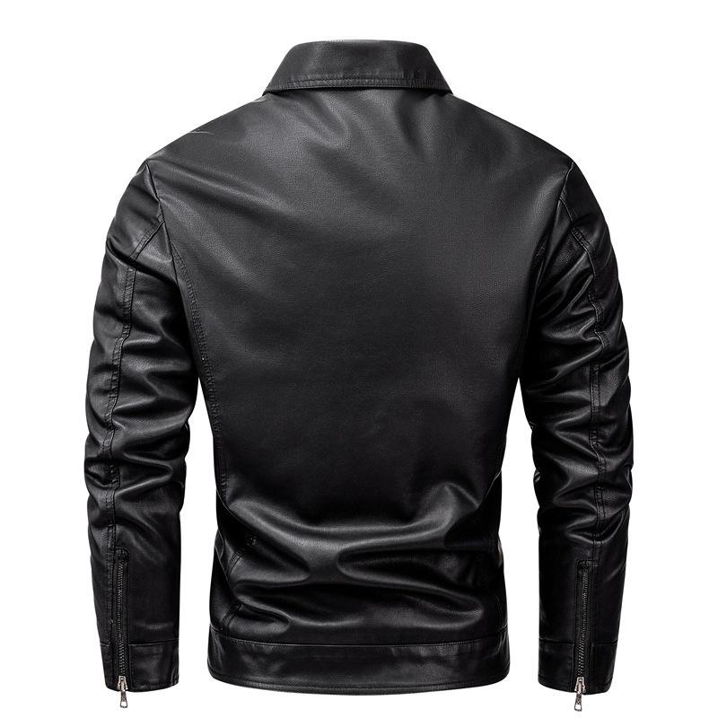 ジャケット 男性用 黒 PUレザー 裏起毛 ライダースジャケット 秋冬 スリムフィット バイク アウター