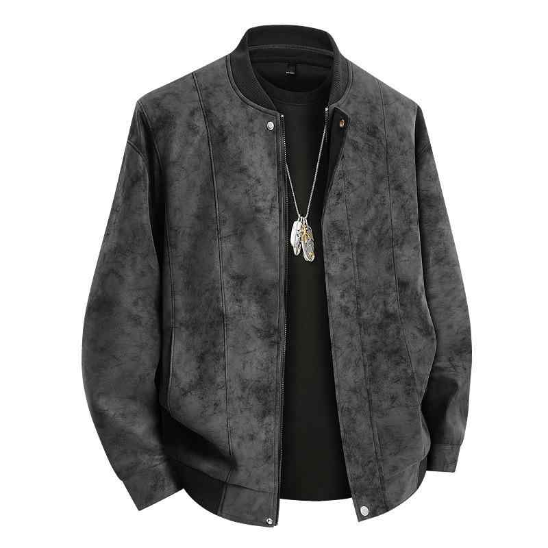 ジャケット 男性用 PUレザー ブルゾン スタンドカラー 普段使い リブ裾 ブラック コーヒー M L XL 2XL 3XL 4XL 5XL 6XL 7XL 8XL