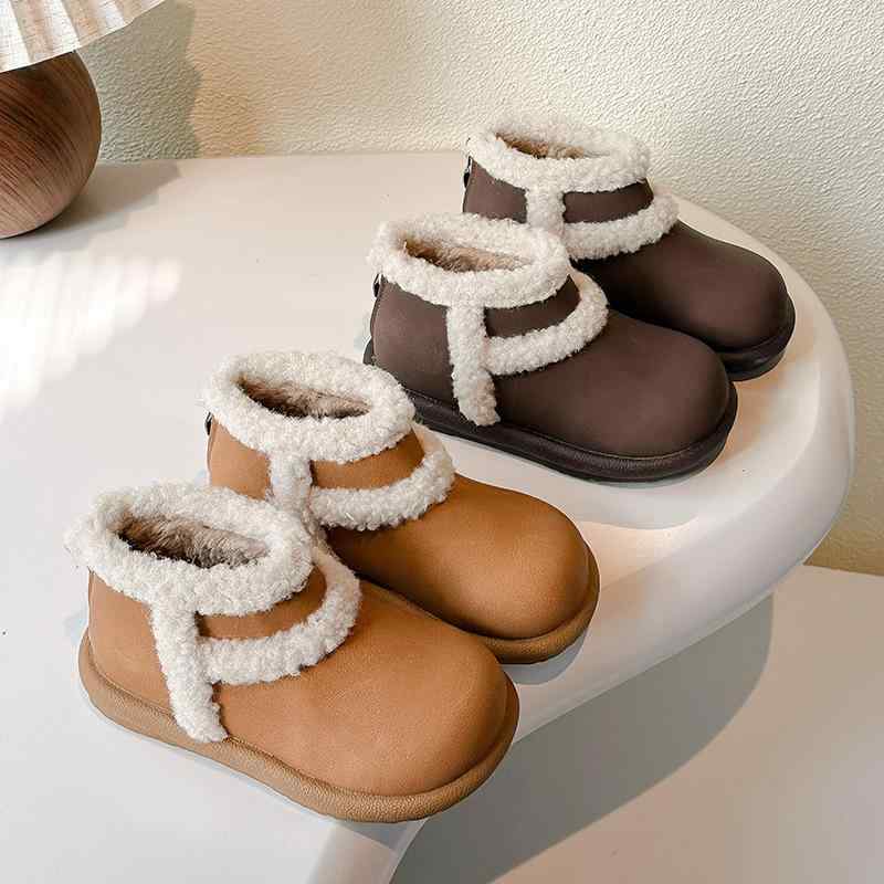 ブーツ キッズ 子供靴 中 ???サイズ 裏起毛 滑り止め 秋冬 黄色 棕色