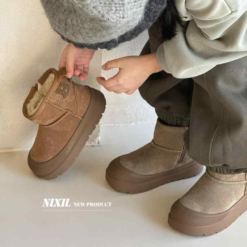 靴 キッズ スノーブーツ 大棉 真皮 磨砂 裹頭 ?版 男の子 女の子 中童 小童 加絨 加厚 羚羊棕 土黄