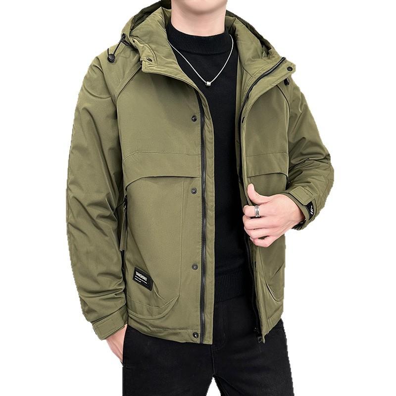 ジャケット メンズ 冬季 アウター フード付き 厚手 防風 撥水 ジャンパー ブルゾン 男性用 合体型 普段使い アウトドア ブラック カーキ色 ワインレッド ??色 ポリエステル