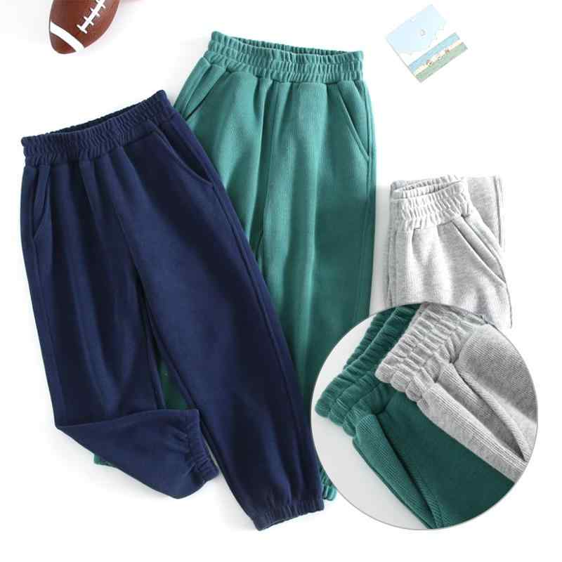子供用パンツ ガールズ ボーイズ スウェットパンツ ロングパンツ ミドル丈 ウエストゴム 裾絞り コットン混紡 無地 スポーティ 普段使い ルームウェア 春秋冬 麻灰 深灰 藏青 青緑
