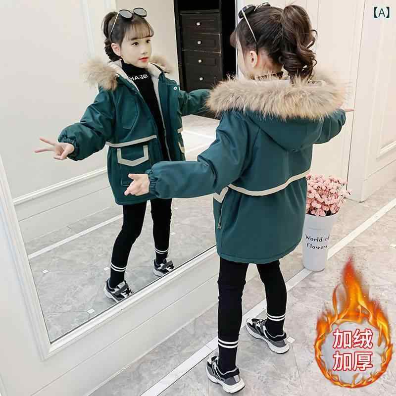 赤ちゃん服 アウター うしろ帯 中綿入り口・入口厚地の外套 ボンネット付き添い人 モッズコート 裏起毛 ボア襟 防寒 朦々たる 秋冬 可愛らしい 通園 通学 普段使い走り 青み カーキ 黒いこと 薄墨色 サクラ色系