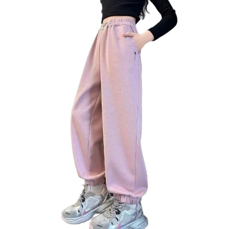 子供服 パンツ 女の子 ワイドパンツ 裏起毛 カジュアルパンツ ガールズ 女児 スポーツ 普段使い 部屋着 ポリエステル ブラック ピンク系 120cm 130cm 140cm 150cm 160cm 170cm