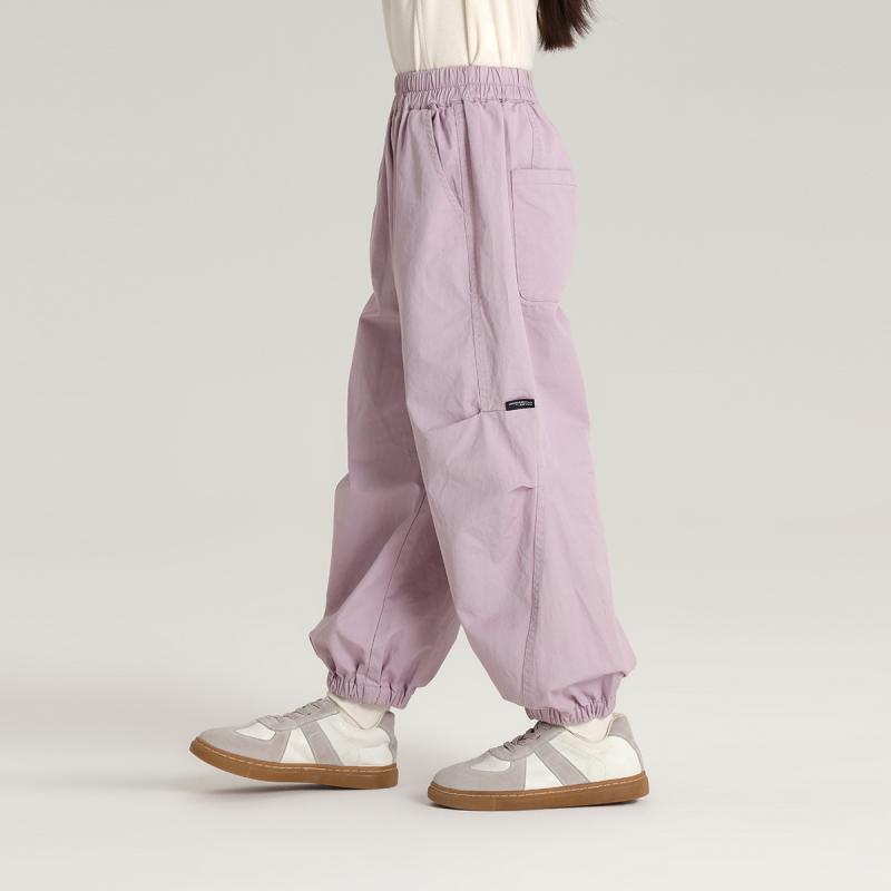 パンツ キッズ 女の子 子供服 春秋 ワークパンツ ロングパンツ ズボン カジュアルパンツ 普段着 ゆったり 運動着 パープル系 アイボリー 100 110 120 130 140 150 160