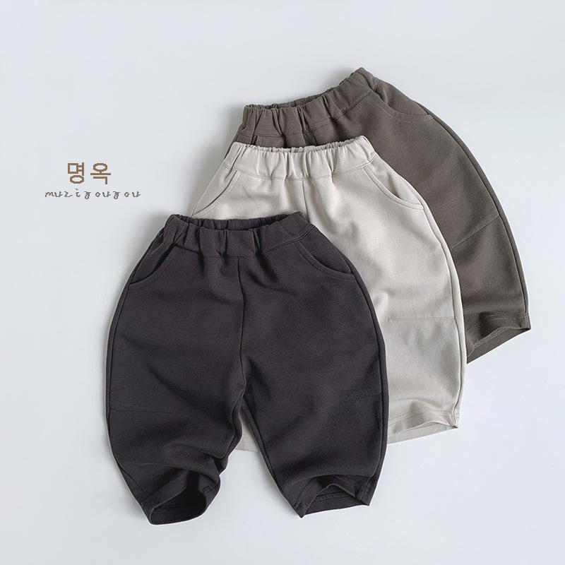 子供服ニットパンツ 男女児兼用 春秋 韓国風 ワイドレッグパンツ ハーレムパンツ ベビー 幼児 無地 コットン 伸縮性 ウエストゴム 普段着 部屋着 80cm 90cm 100cm 110cm 120cm 130cm