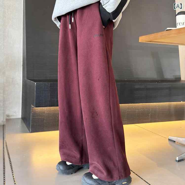 子供服 パンツ 女の子 カジュアルパンツ 秋冬 裏起毛 子供 ゆったり ストレート ロングパンツ 子供服 スウェットパンツ 赤色