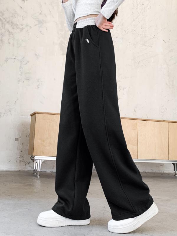 子供服 パンツ ガールズ 春物 ワイドレッグパンツ ジュニア カジュアルパンツ スポーツパンツ ロングパンツ コットン 黒 紫 120cm 130cm 140cm 150cm 160cm 170cm