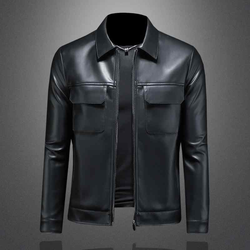 皮ジャン メンズ 男性用 翻襟 カジュアル 皮革 ジャケット 多ポケット ブラック カーキ色 M L XL 2XL 3XL 4XL 春秋 8,706円
