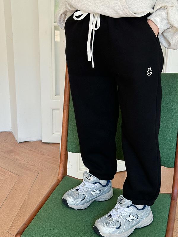 子供服 パンツ ガールズ 秋冬 裏起毛 綿 ワイドレッグパンツ カジュアル 普段使い 通学着 ブラック グレー 120 130 140 150 160