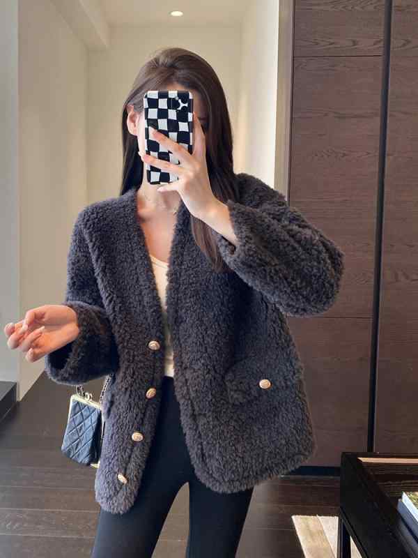 ファーコート レディース 暖か 厚手 秋冬 Vネック アウター 普段使い 韓国風 かわいい 黒 ブラック アイボリー 部屋着 ルームウェア 95%以上 羊毛