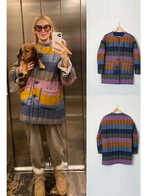 綿入りジャケット レディース 秋冬 カラフル パッチワーク ゆったり 厚手 トップス ラウンドネック 中綿入り コットン ポリエステル 韓国風 カジュアル 普段使い｜イーマイショップ 11,808円