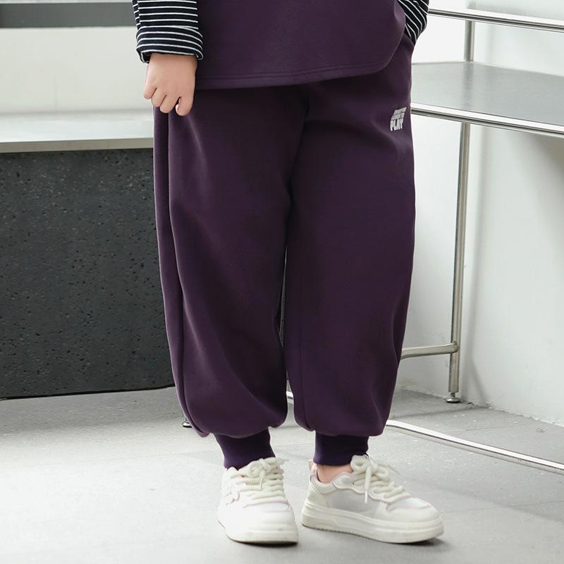 子供服 スウェットパンツ ガールズ 秋冬 裏起毛 あったか ロングパンツ ゆったり 大きいサイズ スポーツ 普段使い パープル