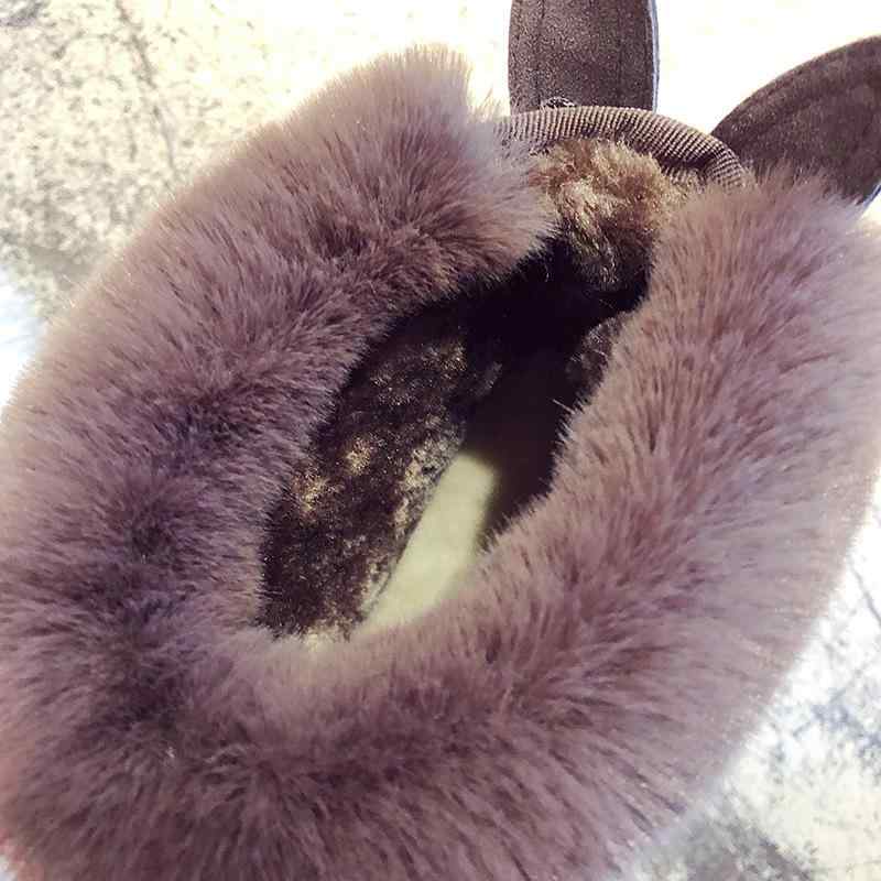 雪地ブーツ レディース 中筒 厚手 ボア 防滑 防水 撥水 ウサギ耳 かわいい 冬 ブラック グレー 22.5cm 23cm 23.5cm 24cm 24.5cm 25cm 25.5cm 26cm