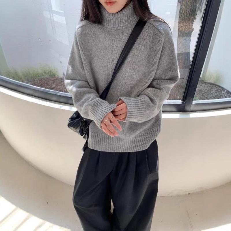 ニット レディース 韓国風 デザイン 高品質 ウール 高ネック セーター プルオーバー ゆったり 厚手 長袖 トップス 秋冬 あったか 暖かい 防寒 伸縮性 チクチクしない 柔らかい ふわふわ 無地 ブラック レッド ブラウン ベージュ グレー