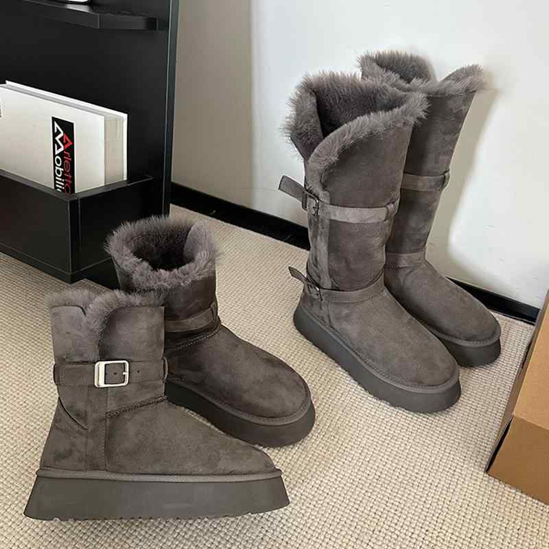 雪地ブーツ レディース 膝丈 厚底 羊毛 本革 シープスキン あったか 防滑 ロングブーツ 乗り尻ブーツ 心地よい 薄墨色 赤銅色 秋冬