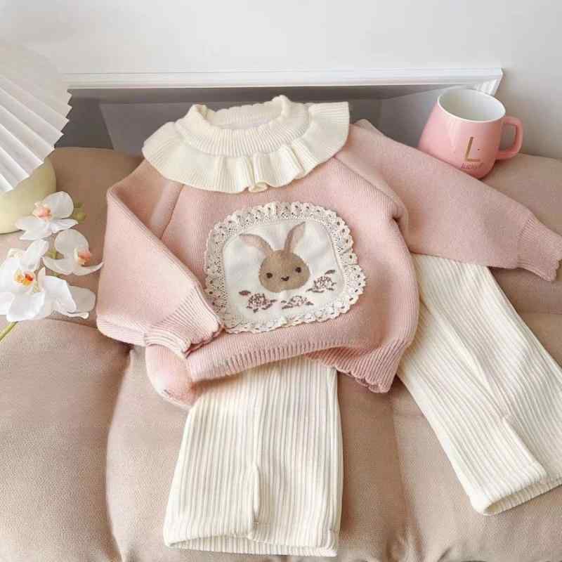 キッズ ニット セットアップ 女の子 冬 上下セット 裏起毛 暖かい セーター パンツ 2点セット かわいい 普段着