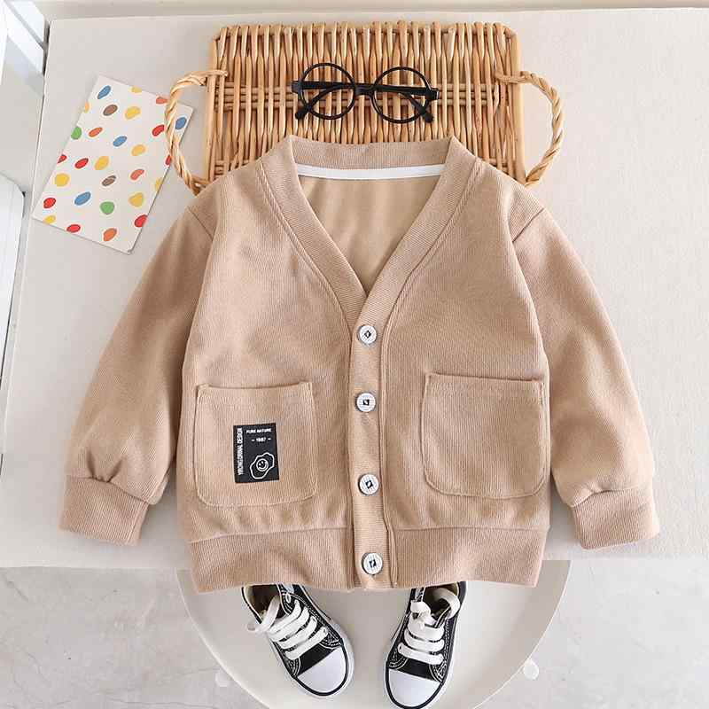 子供服 カーディガン 男女兼用 ニット アウター 春秋 ベビー服 長袖 コットン ポケット付き 無地 かわいい 普段着