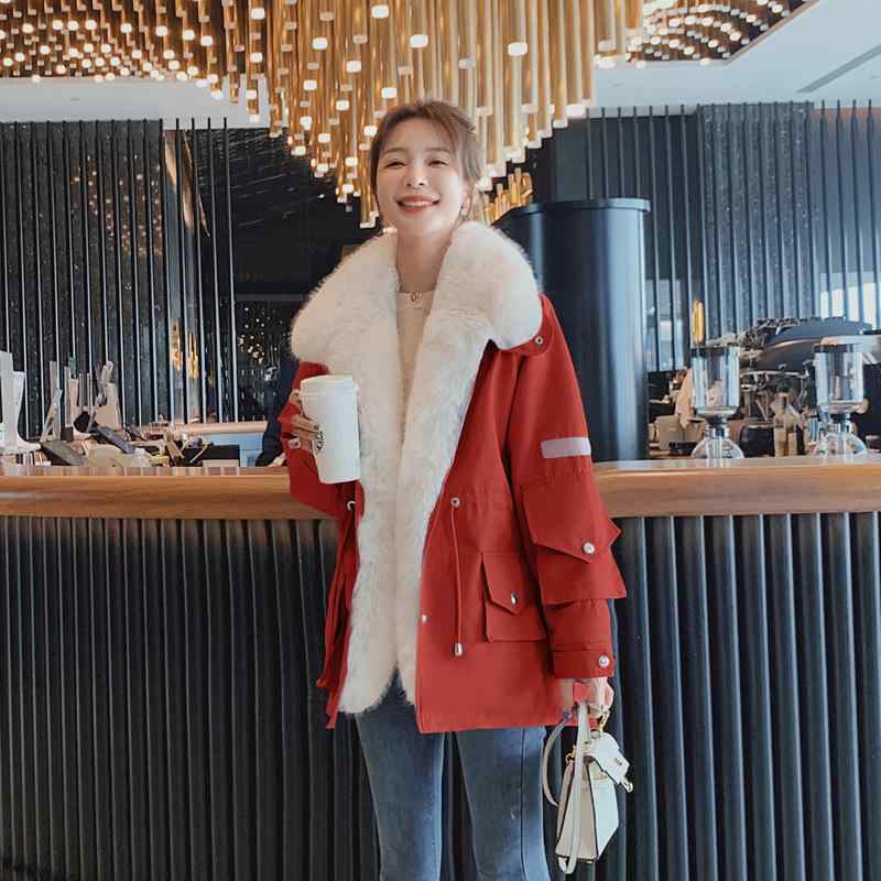 コート レディース 秋冬 韓国 ファッション 裏起毛 暖かい 毛襟 アウター 赤 パープル 中綿 防寒 通勤 きれいめ かわいい