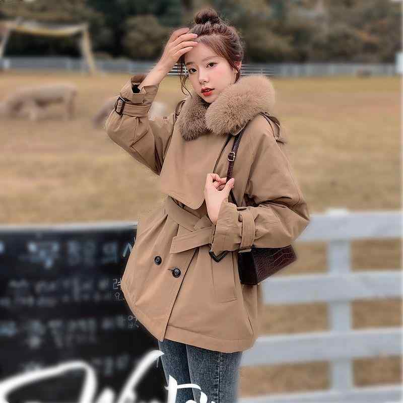 厚地の外套 レディース 秋冬 韓国風 心地よい 朦々たる 中綿 アウター 長袖 ゆったり POLO襟 カーキ S M L XL 防寒 生あたたかい 愛くるしげ 日韓表現スタイル