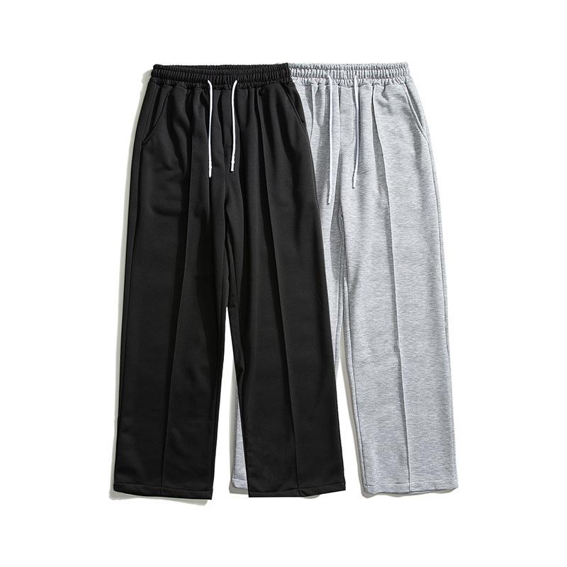 パンツ 男性用 リラックス ストレート ワイドレッグ 9分丈 スウェットパンツ 部屋着 無地 ブラック グレー ポリエステル 4,285円