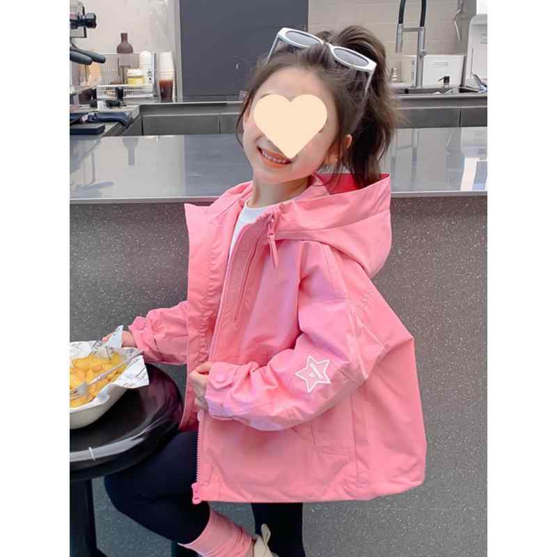 キッズ ガールズ ジャケット 春秋 女の子 アウター 韓国風 ジャンパー 子供 秋 中長丈 ポリエステル 長袖 かわいい カジュアル ピンク グリーン