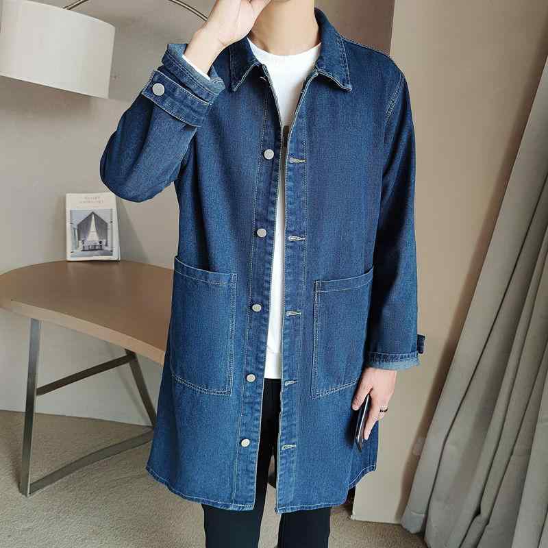 厚地の外套 メンズ ジーンズ 烏兎 成人男性用 スプリングコート 真っただ中丈 成人男性服 韓国風 ゆったり 馬鹿でかい大きさ 黒いこと 青み