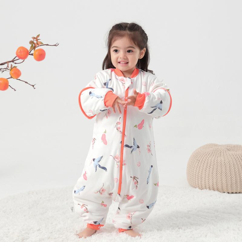 ベビー服 子供用 寝袋 秋冬 あったか コットン スリーパー セパレート 長袖 パジャマ 厚手 動物柄