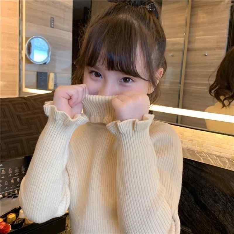 子供服 ニット 女の子 裏起毛 セーター タートルネック トップス 冬服 無地 かわいい 普段着 ピンク系 黒色 杏色 カーキ色 90 100 110 120 130 140