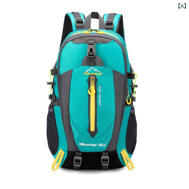 リュックサック 男性用 大容量 40L 防水 オックスフォード布 スポーツ 登山 キャンプ ハイキング サイクリング 青色 緑色 灰色 赤色 紫色