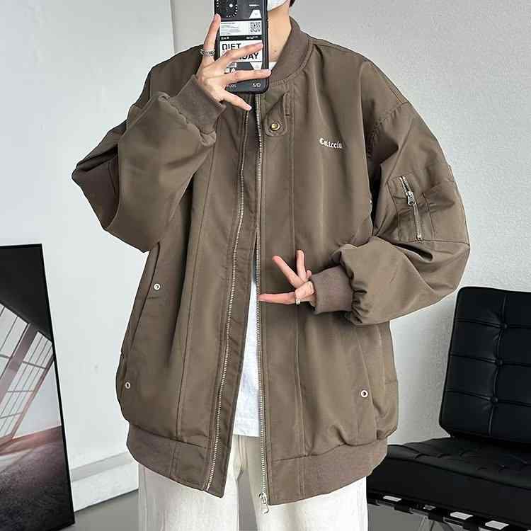ジャケット 男性用 ブルゾン 春秋 レトロ ストリート ミリタリー ワーク アウター 耐摩耗性 普段使い 長袖 グレー ブラック グリーン M L XL 2XL