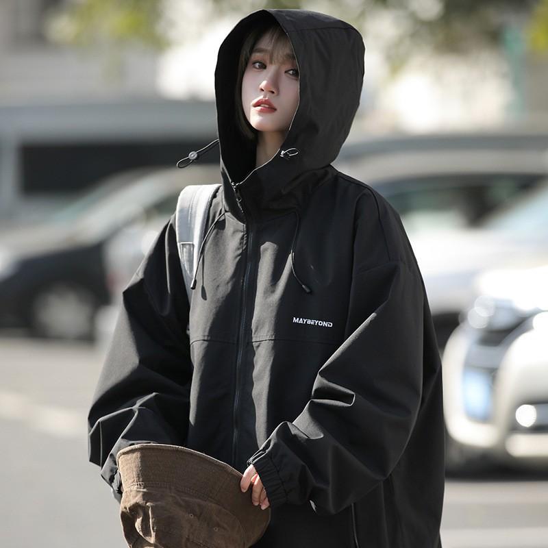上衣 メンズ レディース 雨合羽 防風 ボンネット付き添い人 上衣 男女兼用 落っこちる肩部 無地 細工物 春アウター 黒 カーキ 緑